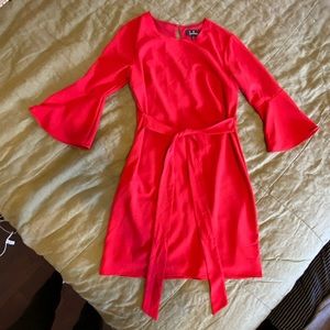 Lulus Red Mini Dress Trumpet Sleeves S NWOT